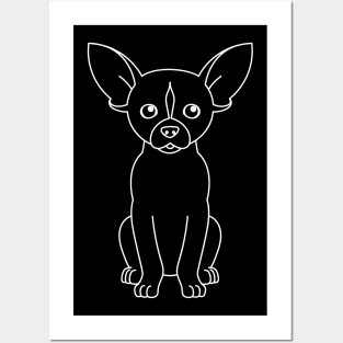 Chihuahua in white lines Posters and Art